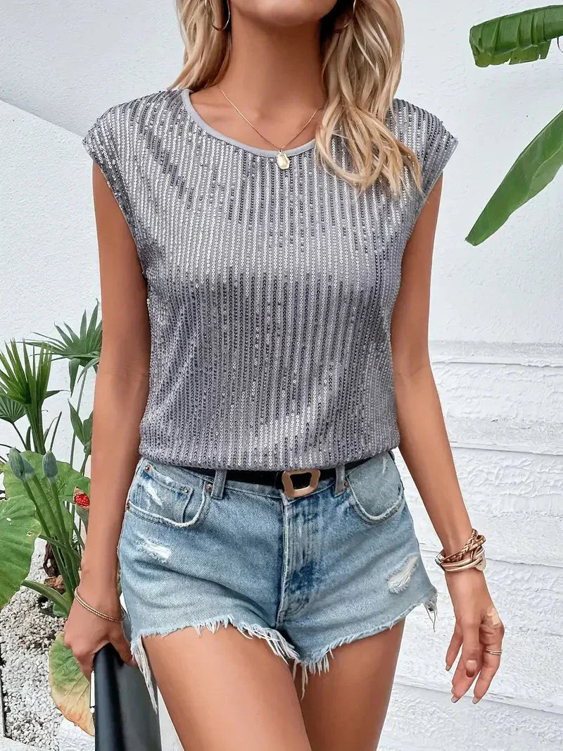 Top sans manches à sequins | Parfait pour les soirées d'été