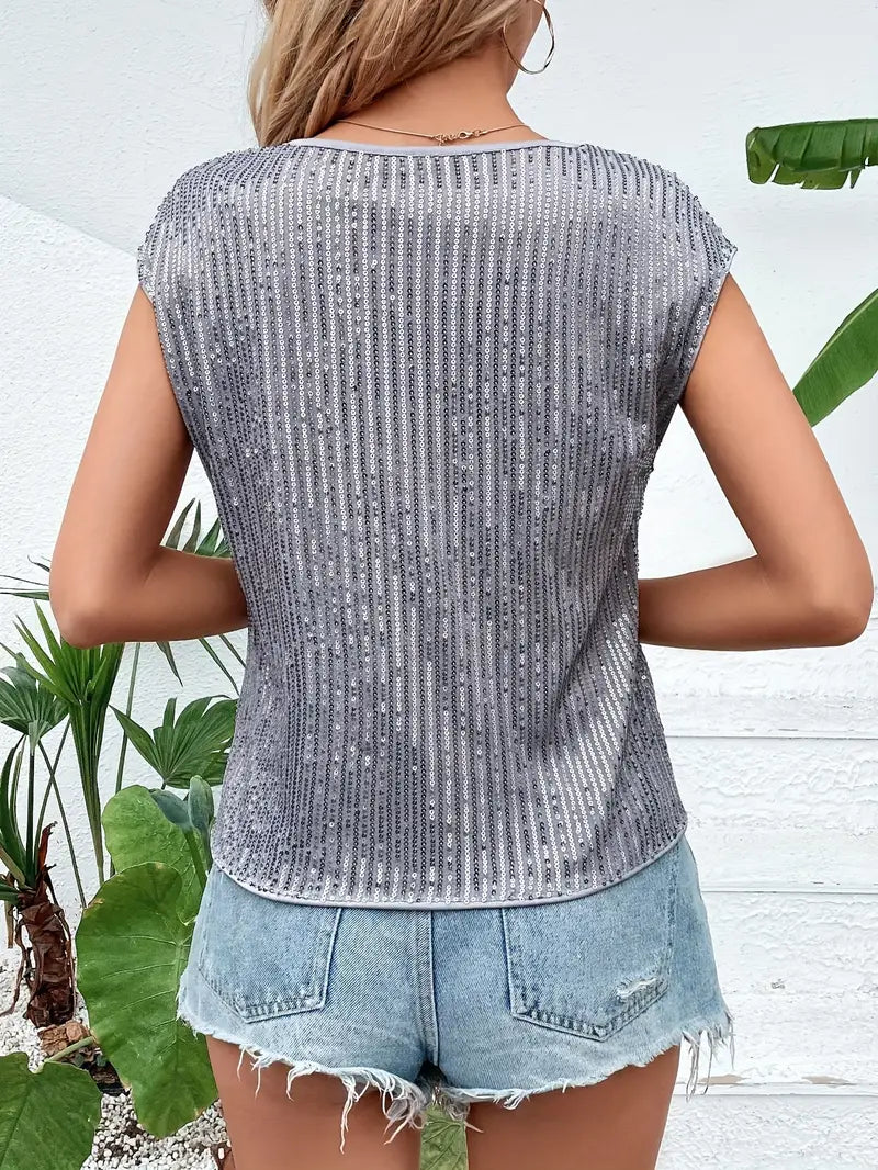 Top sans manches à sequins | Parfait pour les soirées d'été