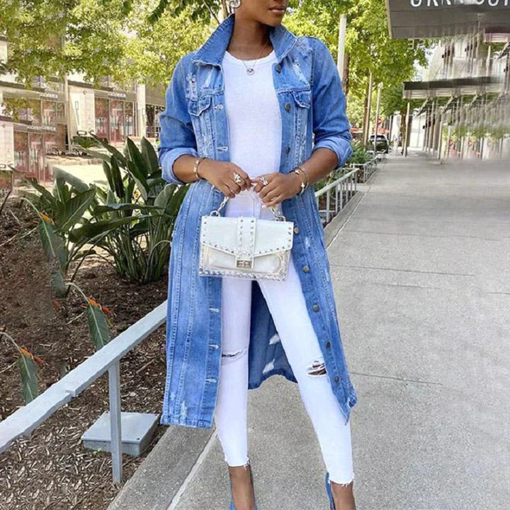 Manteau long en jean | Style urbain et moderne