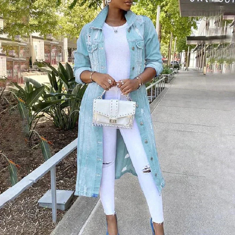 Manteau long en jean | Style urbain et moderne