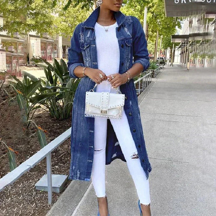 Manteau long en jean | Style urbain et moderne