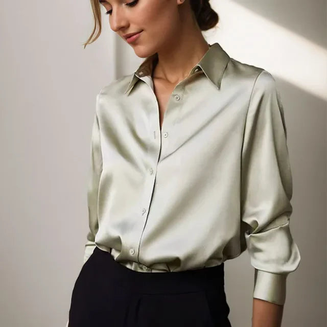 Chemise satinée élégante | Parfaite pour une tenue de bureau raffinée