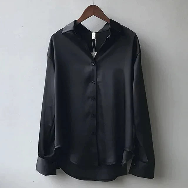 Chemise satinée élégante | Parfaite pour une tenue de bureau raffinée