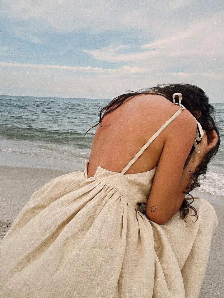 Robe longue dos-nu | Parfaite pour la plage
