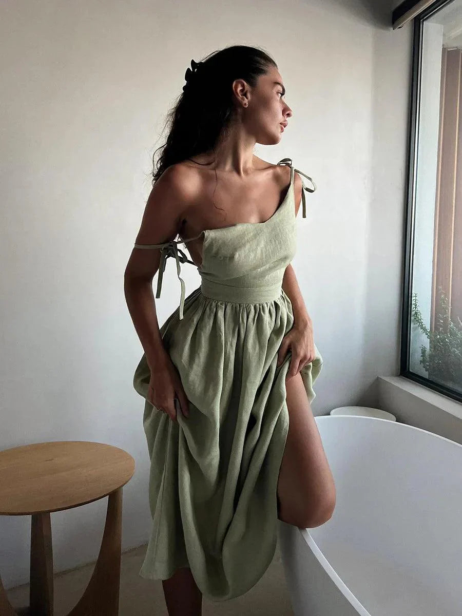 Robe longue dos-nu | Parfaite pour la plage