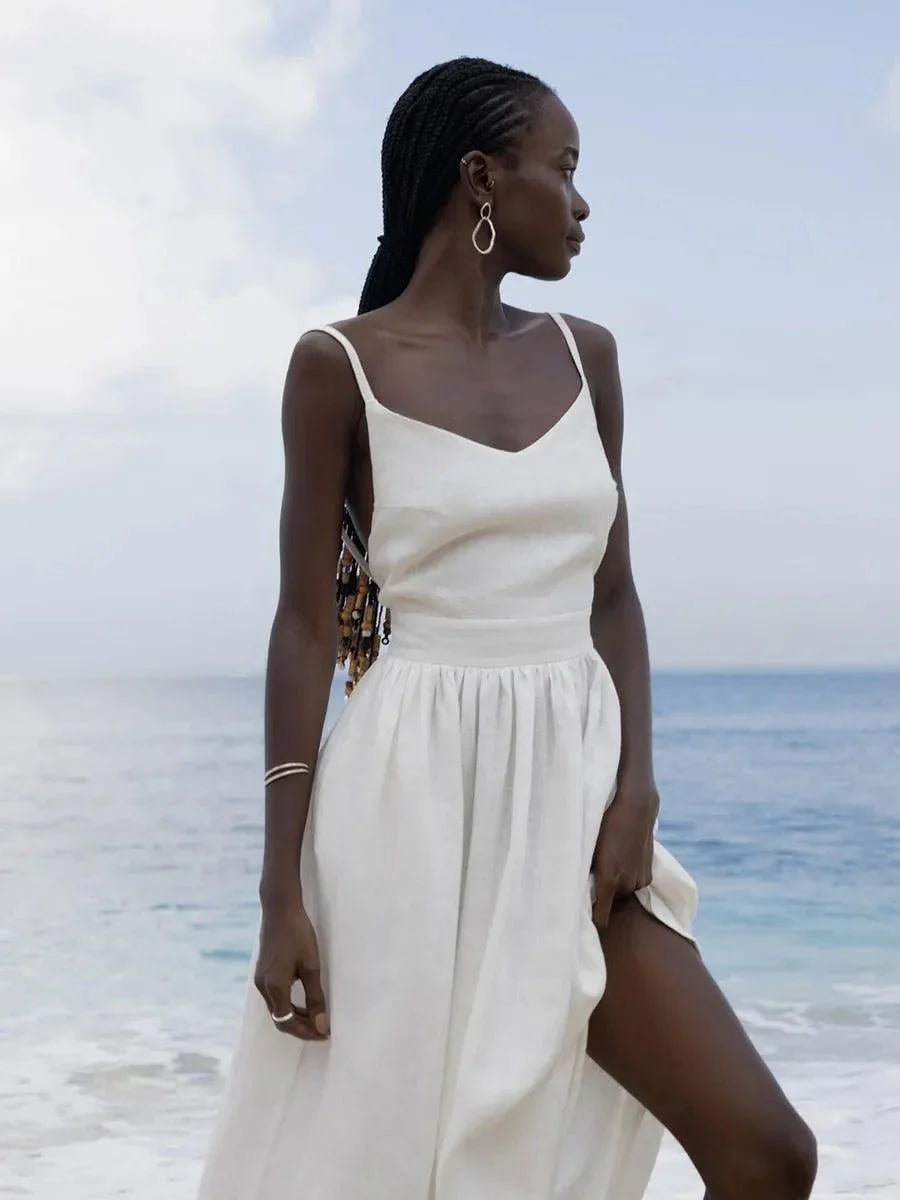 Robe longue dos-nu | Parfaite pour la plage