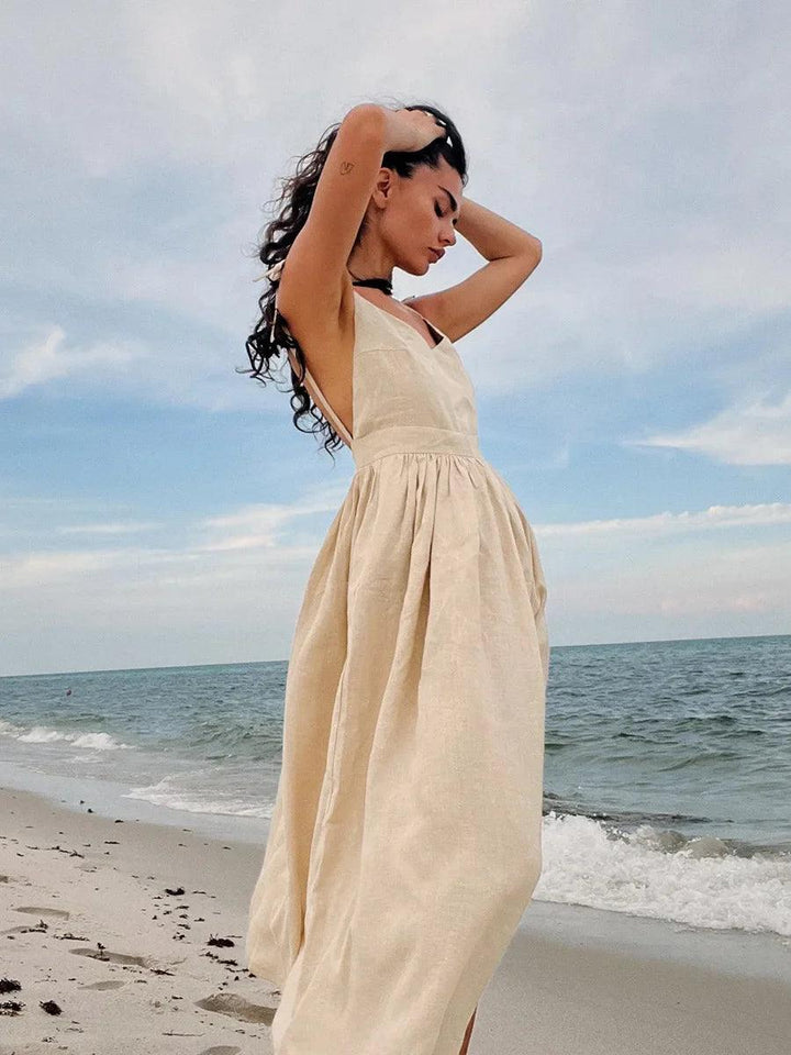 Robe longue dos-nu | Parfaite pour la plage