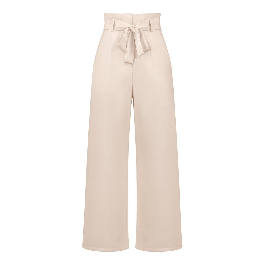 Pantalon large taille haute à nouer | Élégance décontractée au bureau ou en sortie