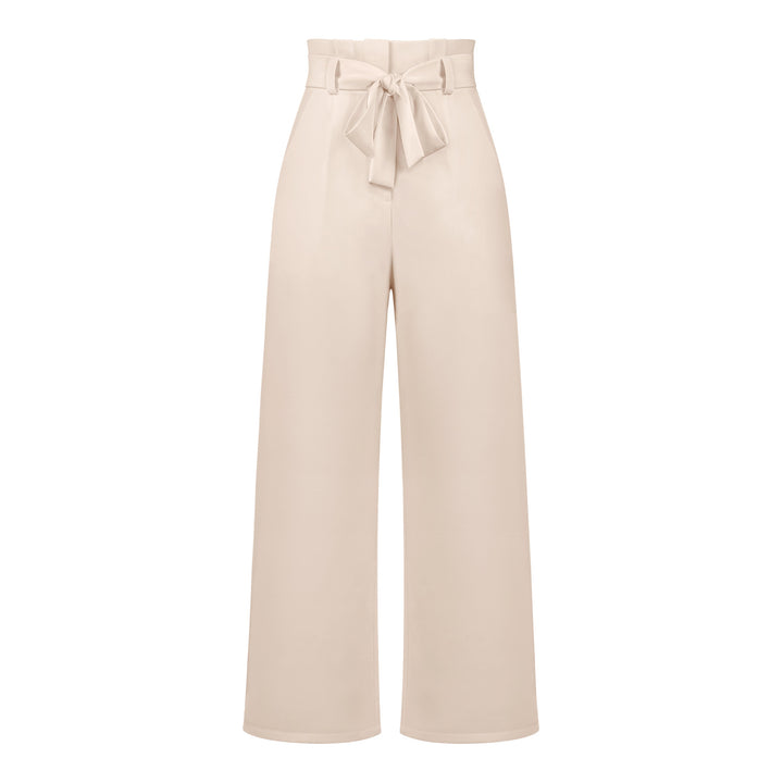 Pantalon large taille haute à nouer | Élégance décontractée au bureau ou en sortie