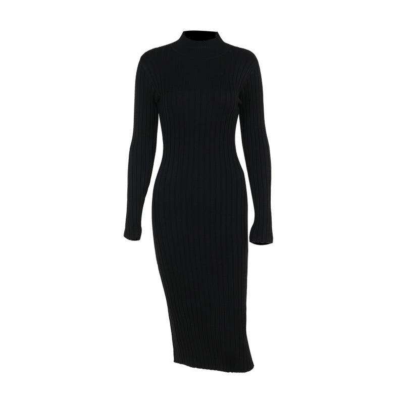 Robe côtelée à col montant | Élégance chic pour l'hiver