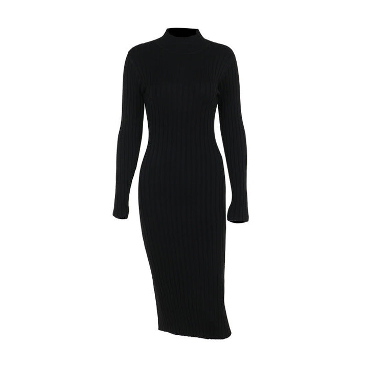Robe côtelée à col montant | Élégance chic pour l'hiver