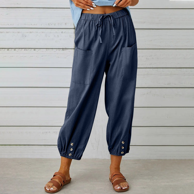 Pantalon ample à boutons bas de jambe | Confort chic pour vos journées détendues