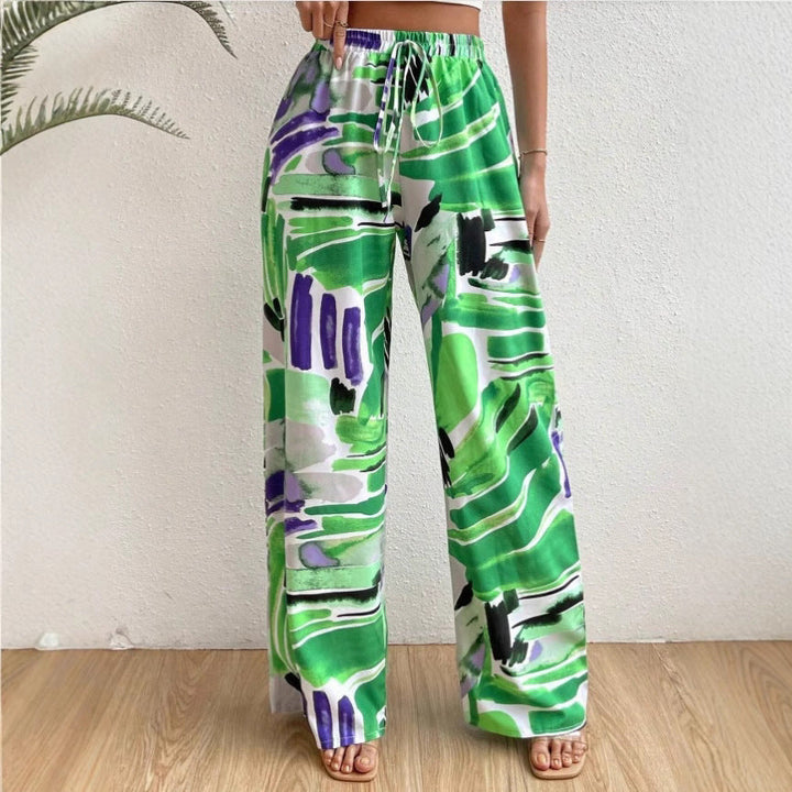 Pantalon large femme | Motif abstrait et coupe fluide parfait pour l’été