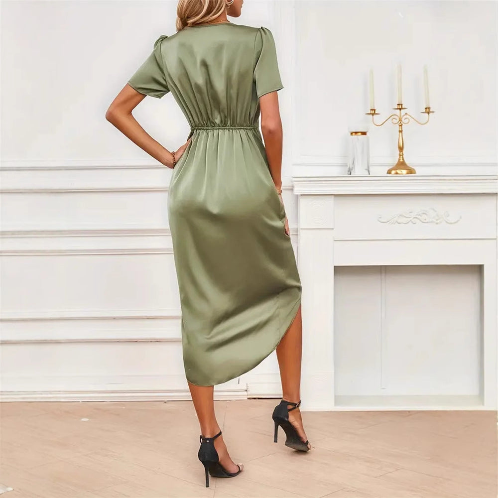 Robe Midi Élégante Portefeuille | Design Raffiné avec Détail Plissé
