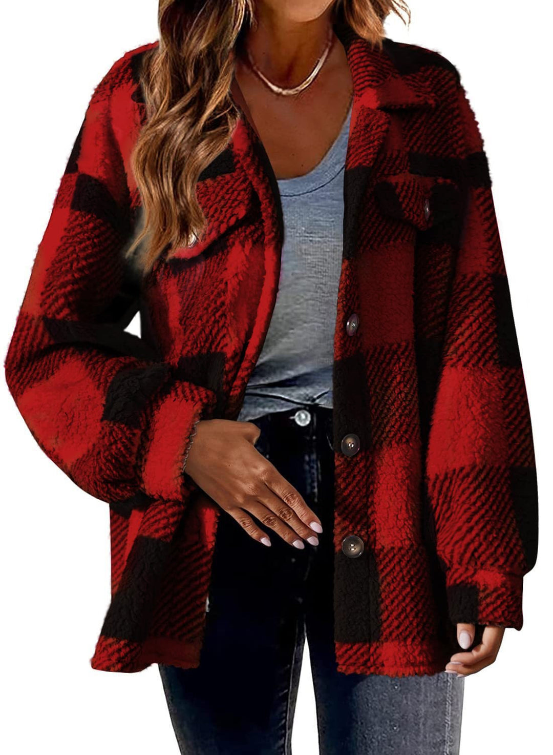 Veste à carreaux épaisse et boutonnée | Style cosy pour les journées fraîches