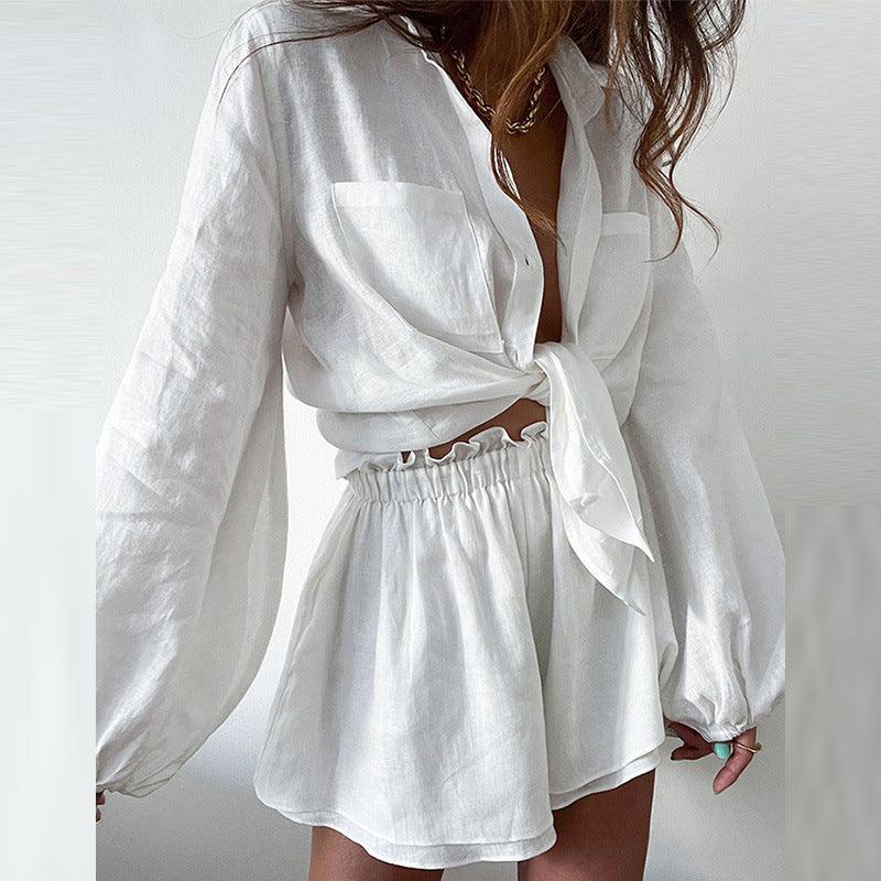 Ensemble Assorti Élégant | Chemise Décontractée avec Short Fluide