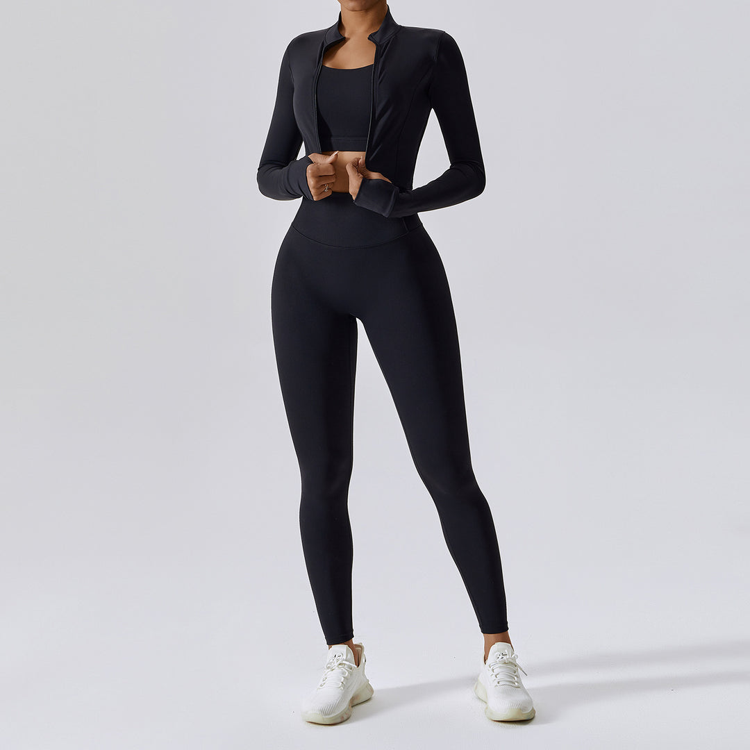 Veste manches longues, brassière & legging taille haute | Confort sculptant & look sportif