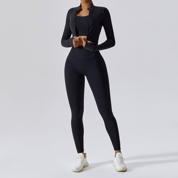 Veste manches longues, brassière & legging taille haute | Confort sculptant & look sportif