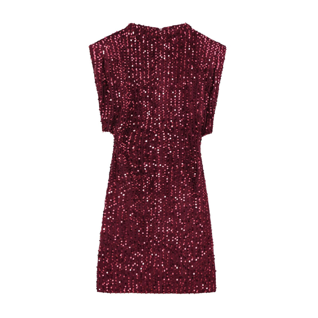 Robe noire scintillante sans manches | Élégance éclatante pour soirées raffinées