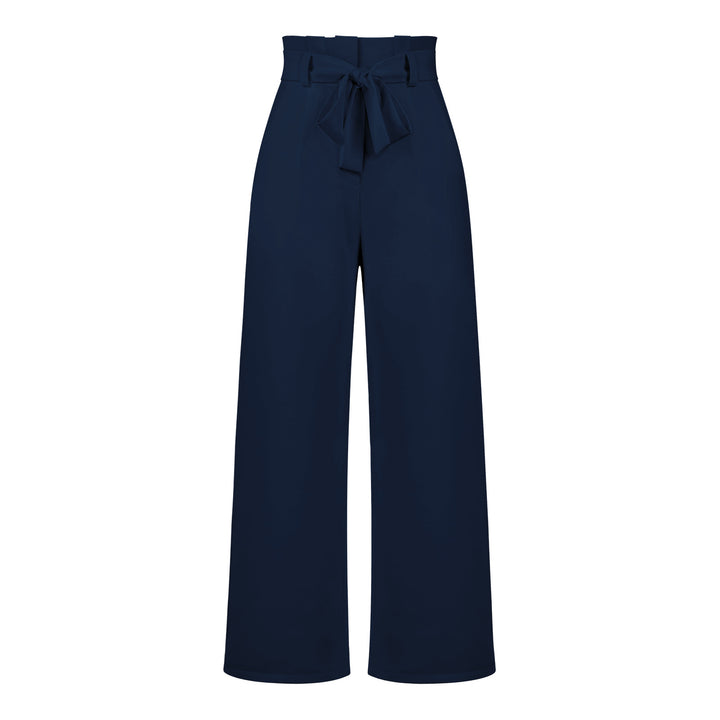 Pantalon large taille haute à nouer | Élégance décontractée au bureau ou en sortie