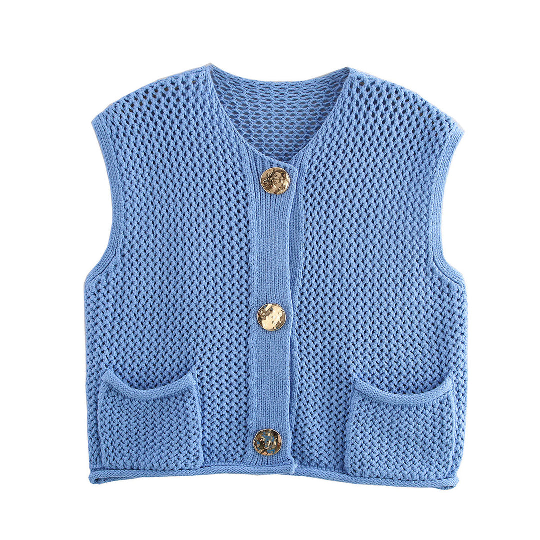 Gilet tricoté sans manches | Style détente élégant