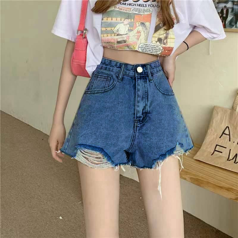 Short effiloché taille haute | Look urbain tendance