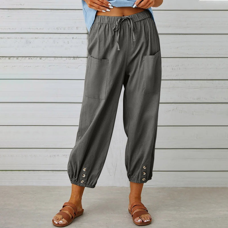 Pantalon ample à boutons bas de jambe | Confort chic pour vos journées détendues
