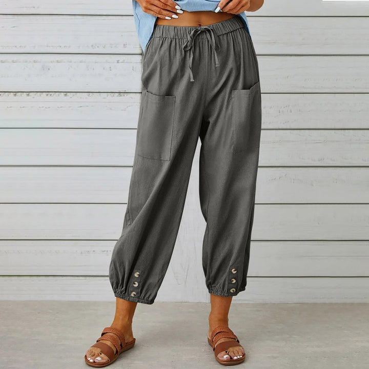 Pantalon ample à boutons bas de jambe | Confort chic pour vos journées détendues