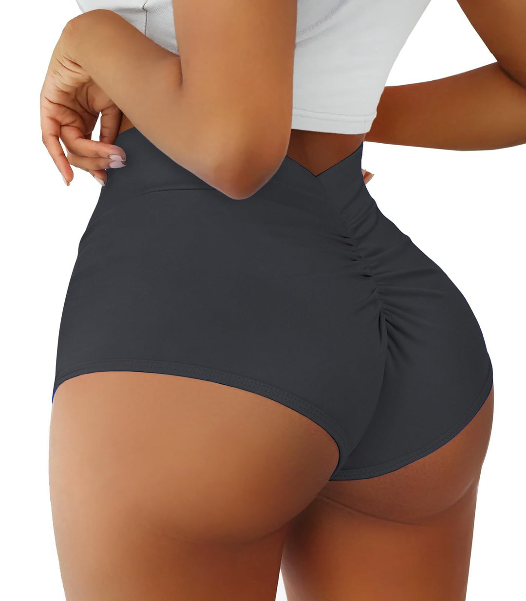 Short de sport femme taille haute push-up | Effet galbant & dos froncé
