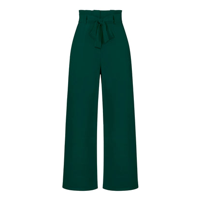 Pantalon large taille haute à nouer | Élégance décontractée au bureau ou en sortie
