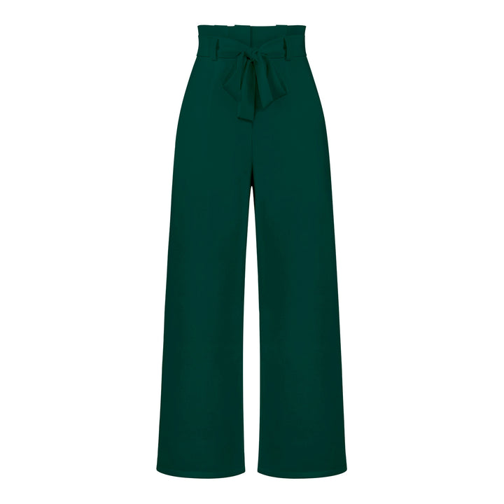 Pantalon large taille haute à nouer | Élégance décontractée au bureau ou en sortie