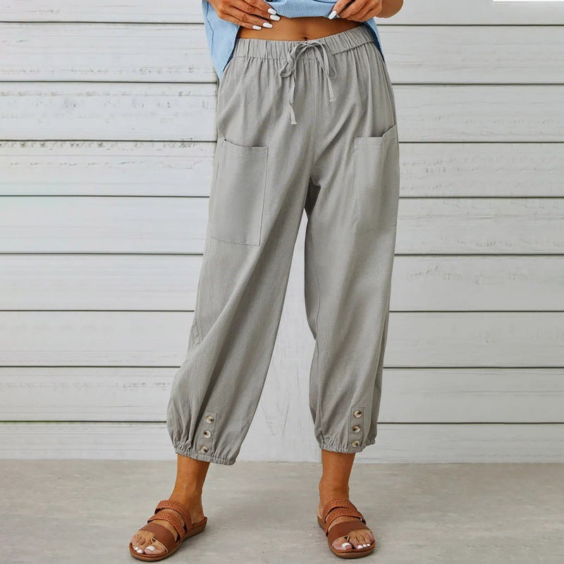 Pantalon ample à boutons bas de jambe | Confort chic pour vos journées détendues