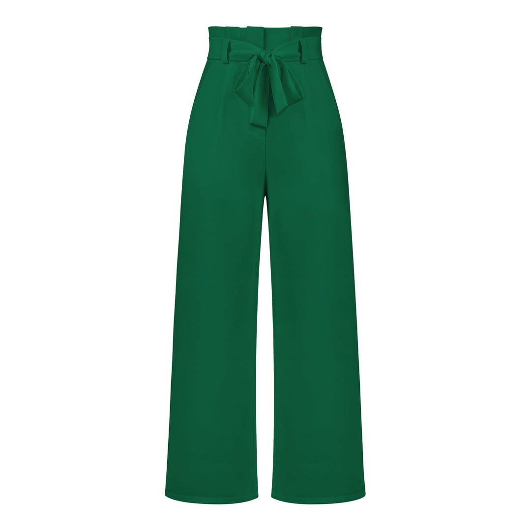 Pantalon large taille haute à nouer | Élégance décontractée au bureau ou en sortie