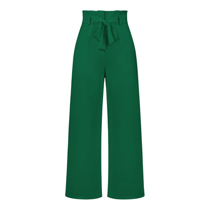 Pantalon large taille haute à nouer | Élégance décontractée au bureau ou en sortie