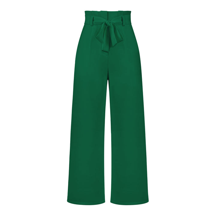 Pantalon large taille haute à nouer | Élégance décontractée au bureau ou en sortie