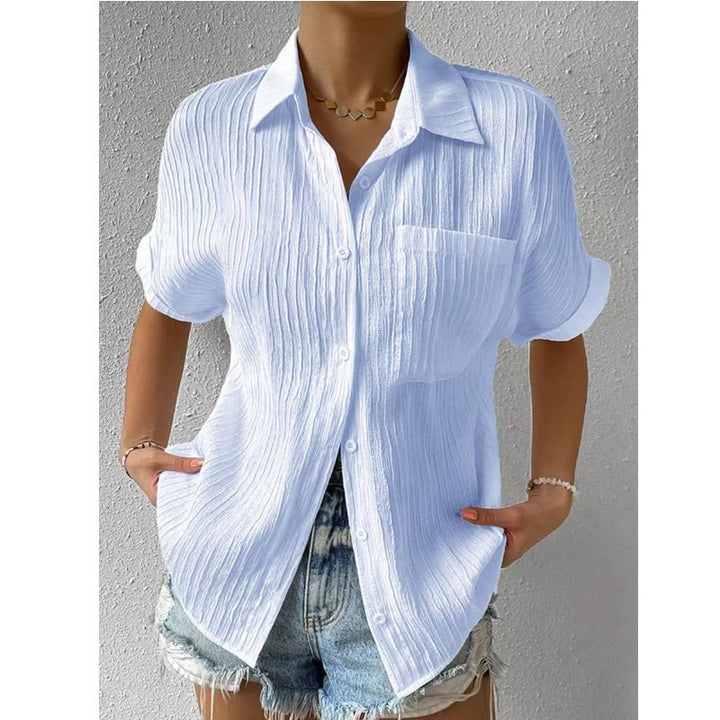 Blouse Décontractée Boutonnée | Coupe Ample à Manches Relevées