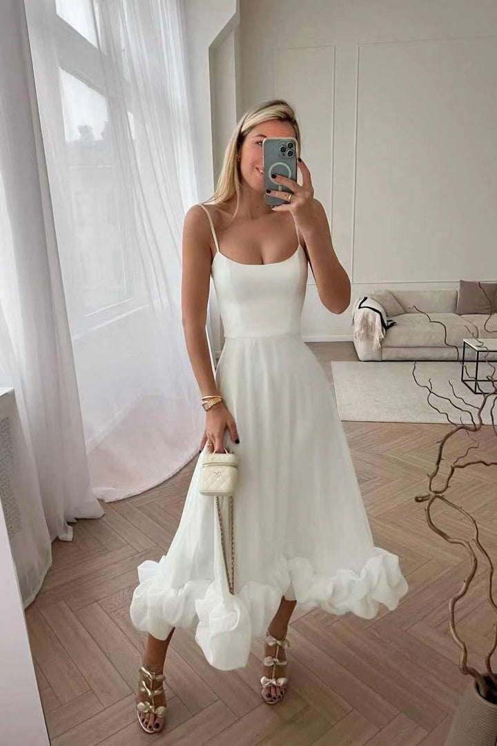 Robe midi bustier volantée | Élégance et féminité