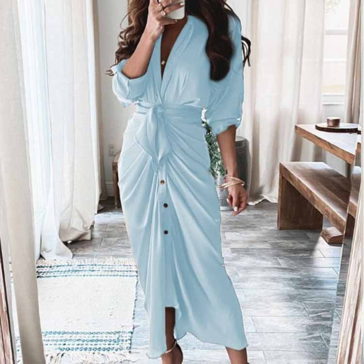 Robe Midi Élégante Portefeuille | Design Raffiné avec Détail Plissé