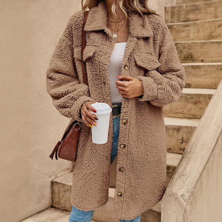 Manteau Long Boutonné Douillet | Coupe Oversize avec Poches Poitrine
