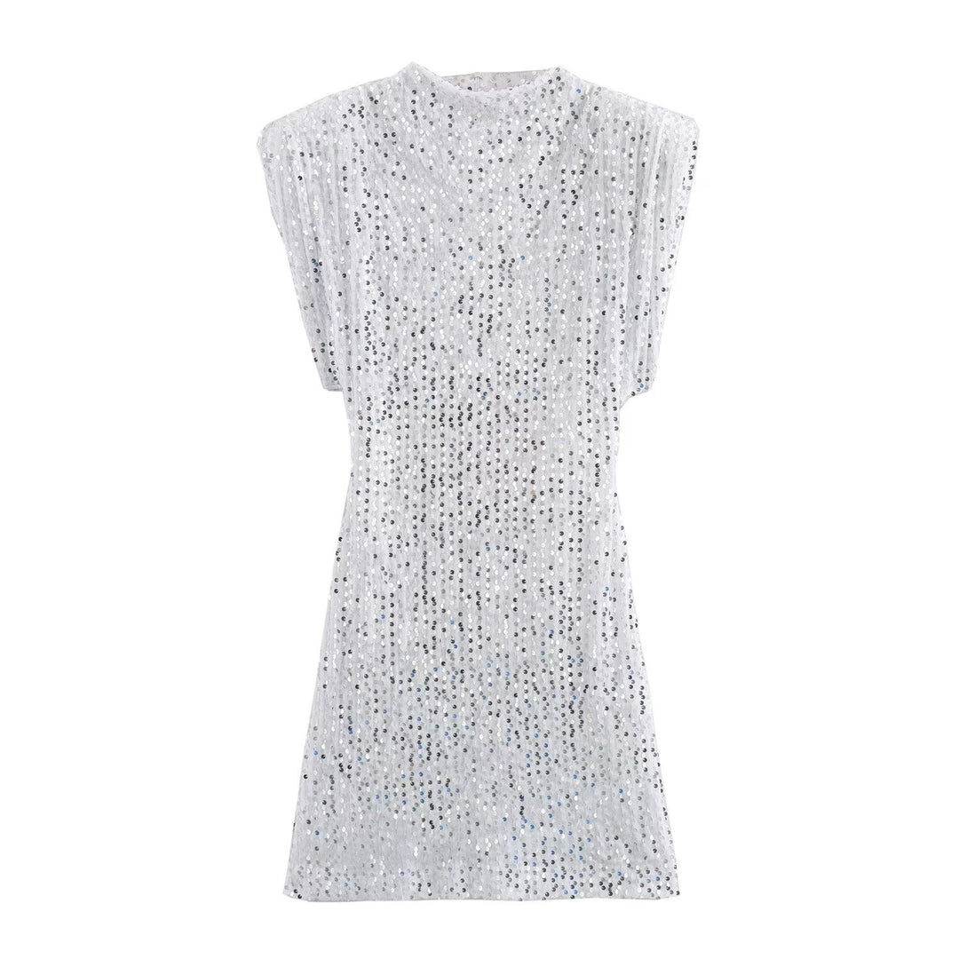 Robe noire scintillante sans manches | Élégance éclatante pour soirées raffinées