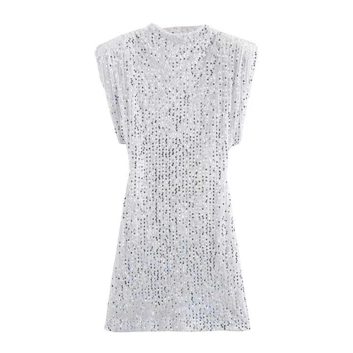 Robe noire scintillante sans manches | Élégance éclatante pour soirées raffinées
