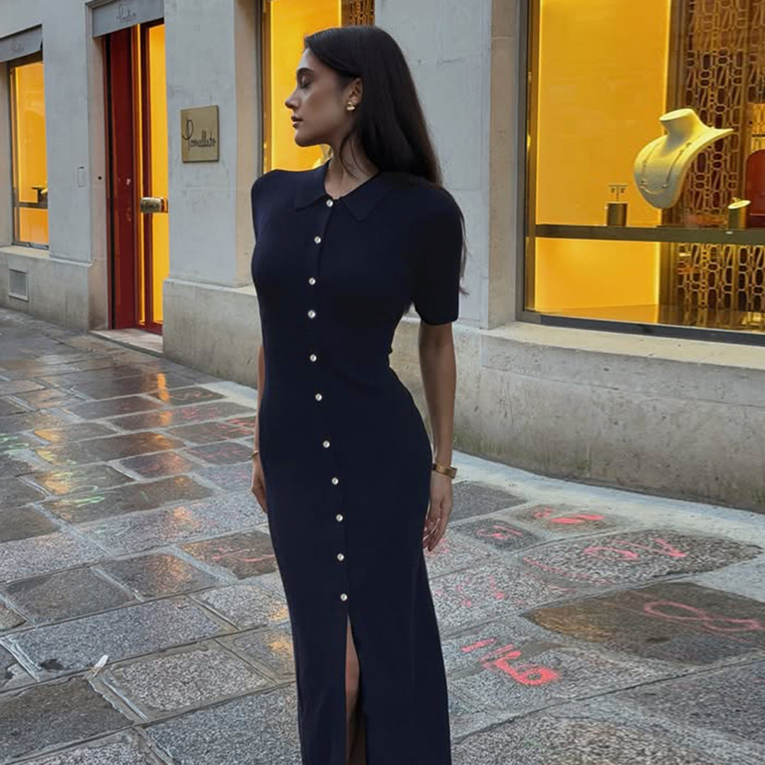 Robe midi à boutons | Élégance citadine