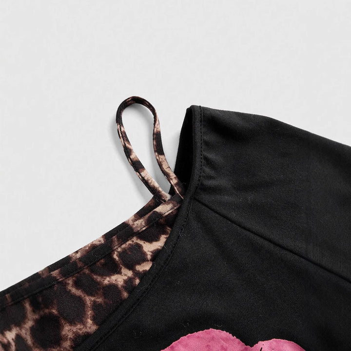 Top à épaules dénudées | Détail imprimé tendance
