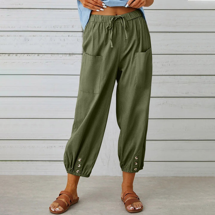 Pantalon ample à boutons bas de jambe | Confort chic pour vos journées détendues