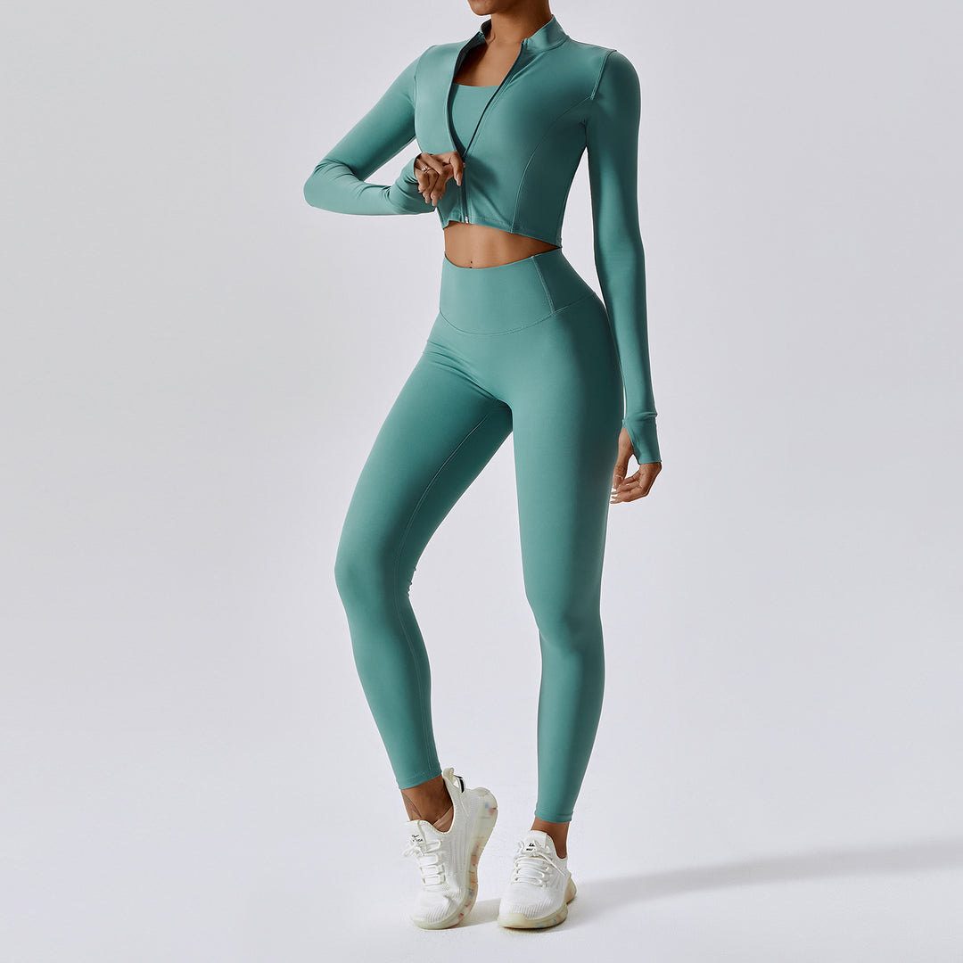 Veste manches longues, brassière & legging taille haute | Confort sculptant & look sportif