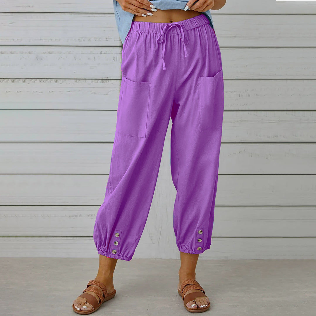 Pantalon ample à boutons bas de jambe | Confort chic pour vos journées détendues