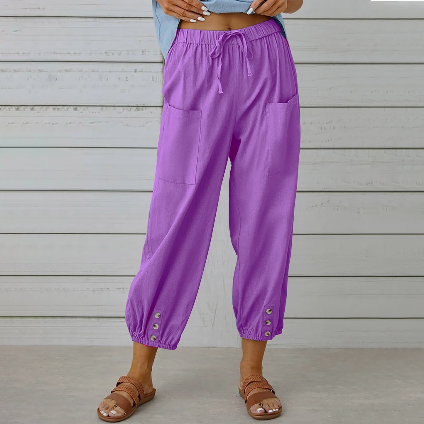 Pantalon ample à boutons bas de jambe | Confort chic pour vos journées détendues