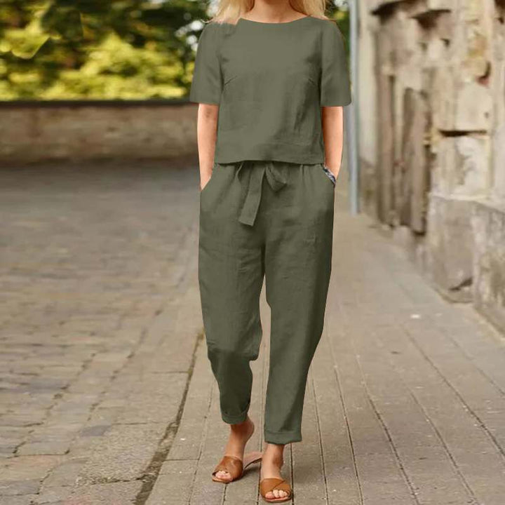 Ensemble pantalon et haut manches courtes | Élégance décontractée pour un look urbain