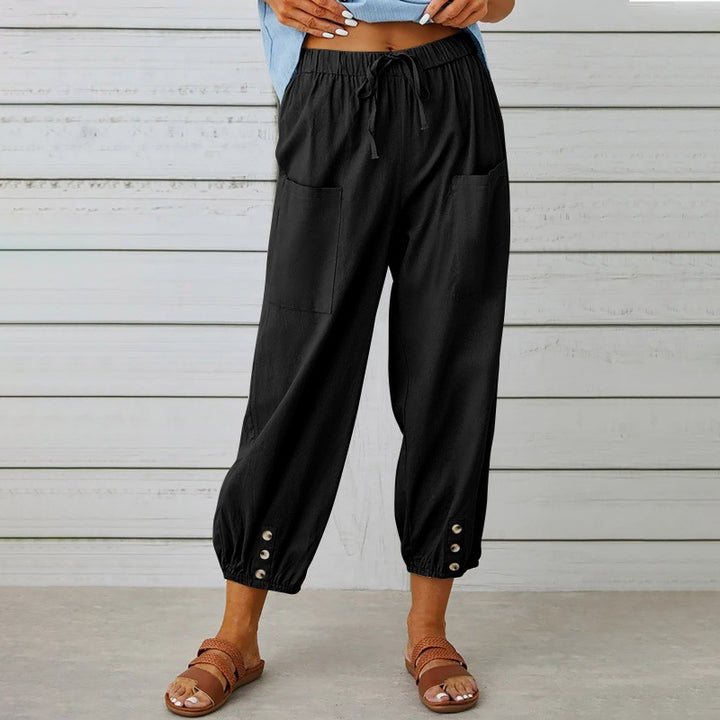 Pantalon ample à boutons bas de jambe | Confort chic pour vos journées détendues