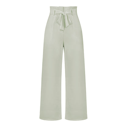 Pantalon large taille haute à nouer | Élégance décontractée au bureau ou en sortie